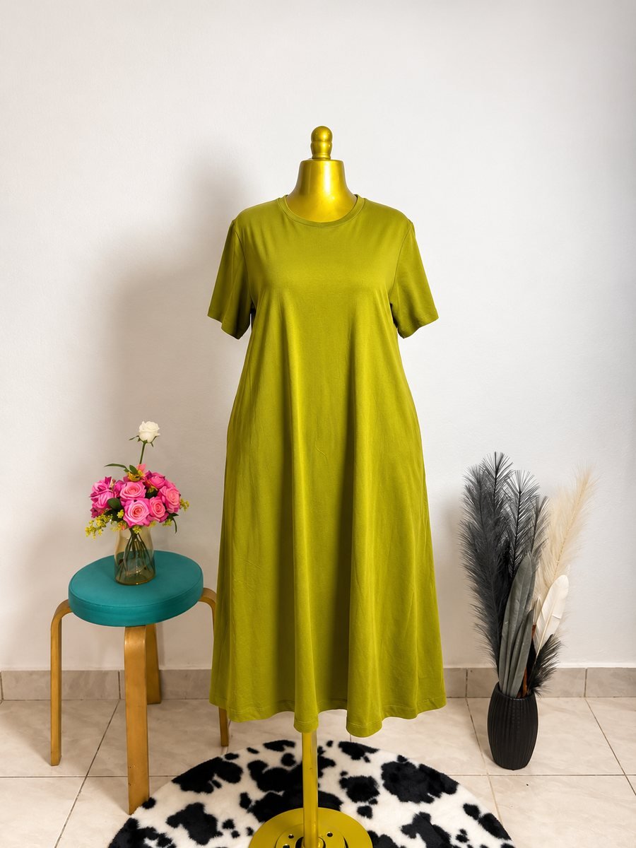 Robe t-shirt vert olive