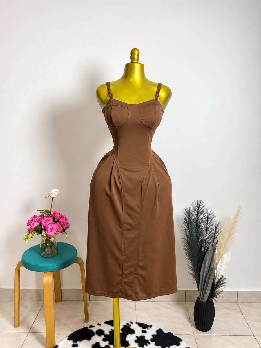 Robe fourreau marron