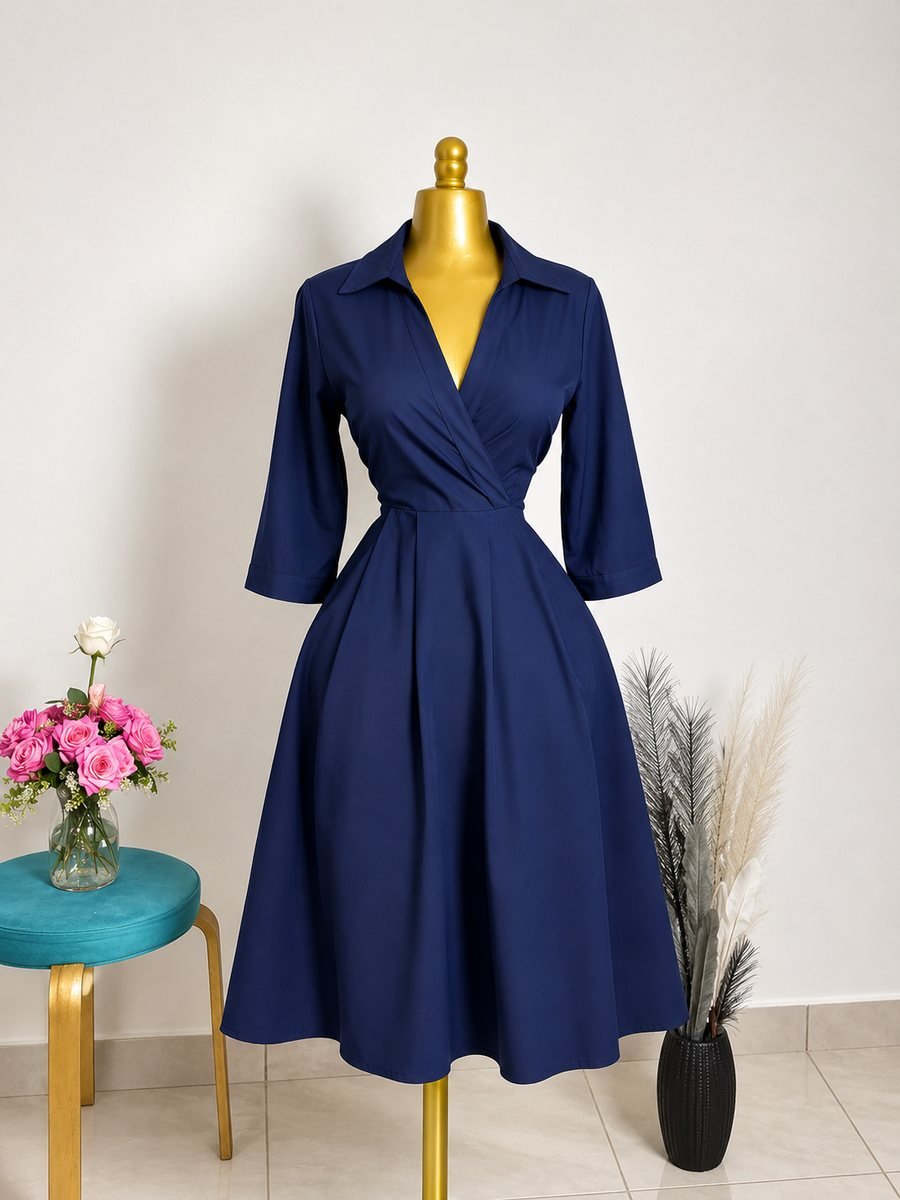 Robe portefeuille bleu marine