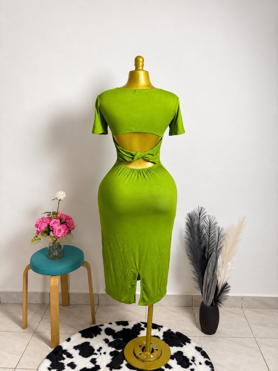 Robe verte dos ouvert