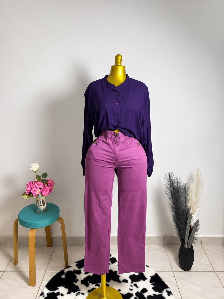 Pantalon mauve taille haute